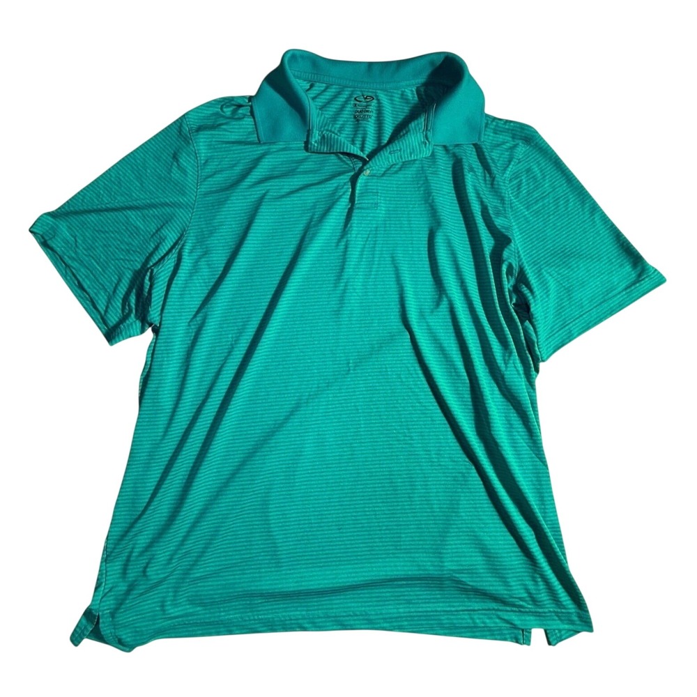Champion C9 Duo Dry‎ Mens XXL Polo Shirt Teal Stripes Short Sleeve -2014